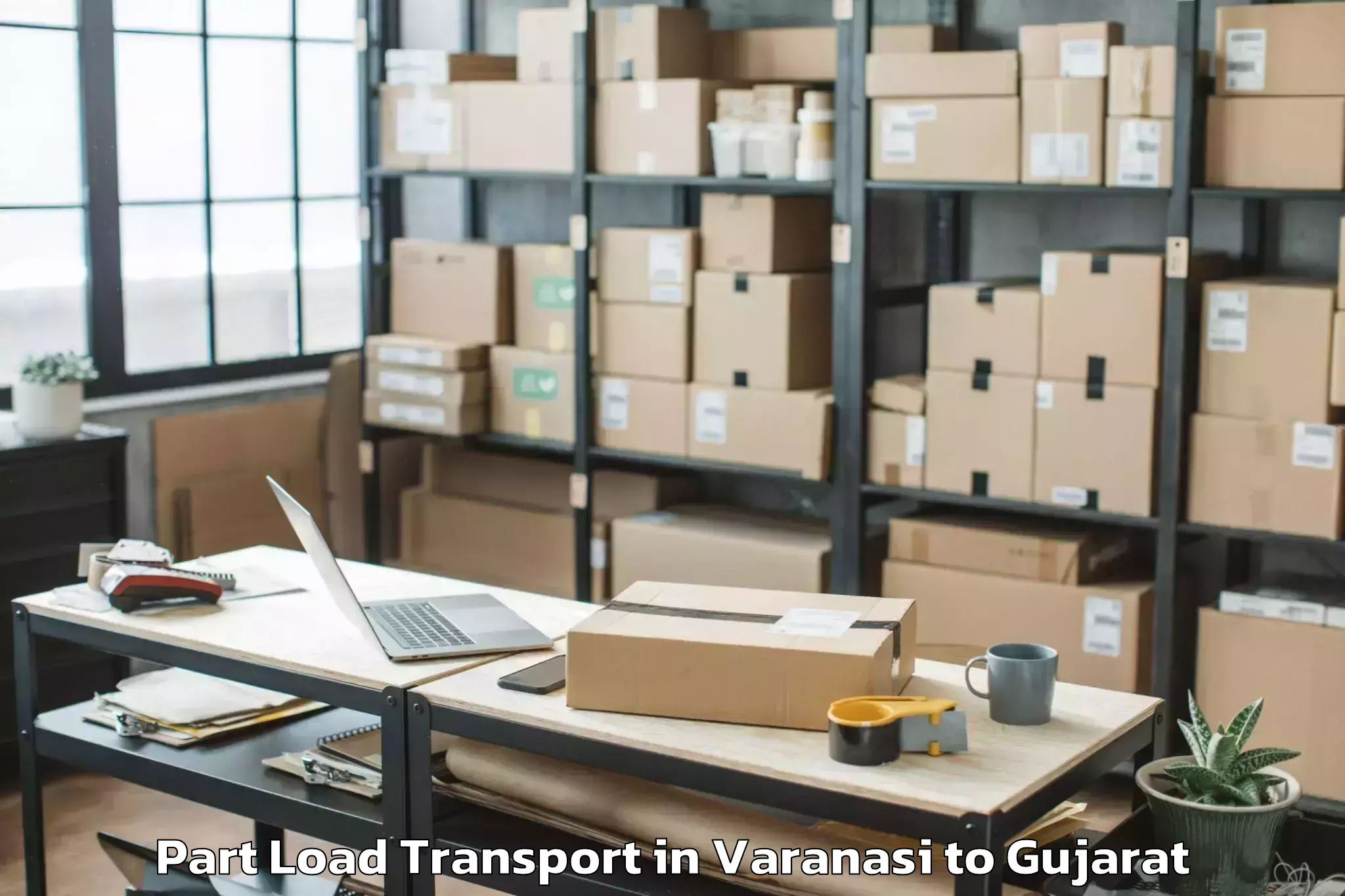 Top Varanasi to Gusar Part Load Transport Available